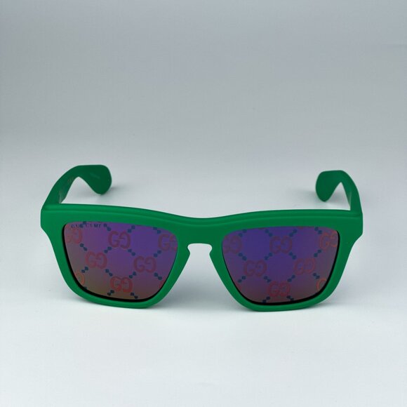 Gucci GG1571S 004 BRAND NEW Sunglasses Green Blue Mirrored Logo Unisex Square - Picture 7 of 13